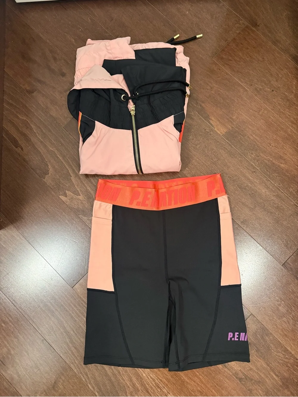 P.E Nation Pink, Black & Orange Kids Active One-Piece Set